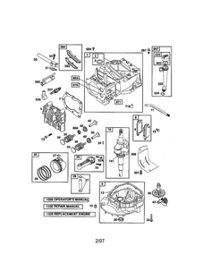 Cylinder/Crankshaft/Crankcase Diagram and Parts List for 124T05-3848-EA  Briggs and Stratton Engine